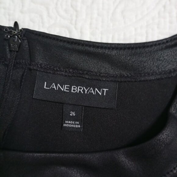 Lane Bryant Womens Plus Size Faux Leather Dress Black 26 Midi - Picture 2 of 12